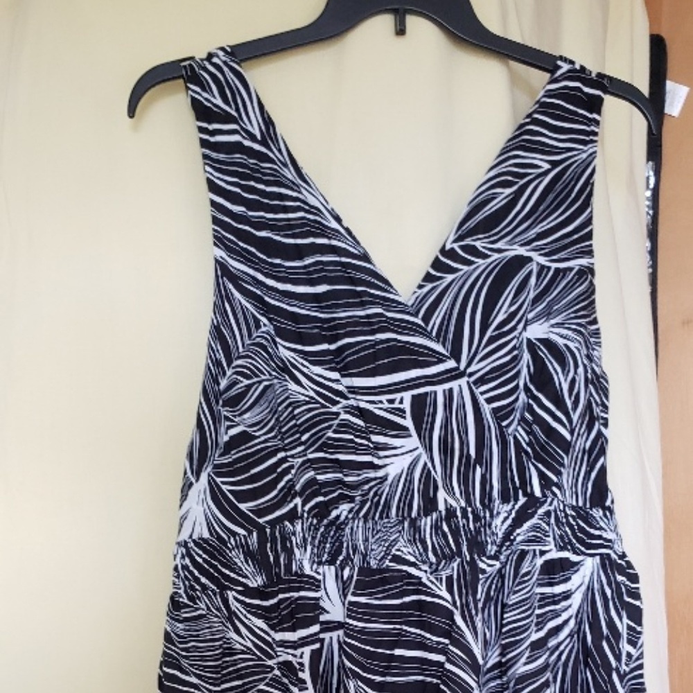 Plus Size Black and White Sundress, Cotton
